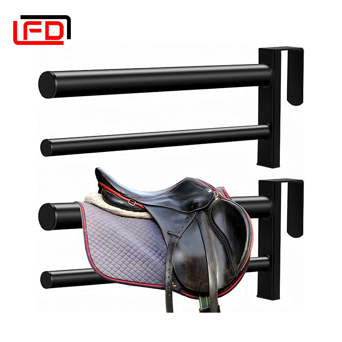 Portable Saddle Rack for Stall Door Wall Mount Saddle Stand with 2 Bars Removable Saddle Holder