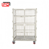 Supermarket Roll Cage Trolley | 3-Sided Collapsible Roll Container with Rolling Wheels & Lockable Gates 