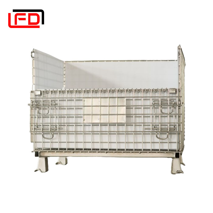 Metal Turnover Box Storage Mesh Cage Folding Folding Wire Mesh Container Storage Cage