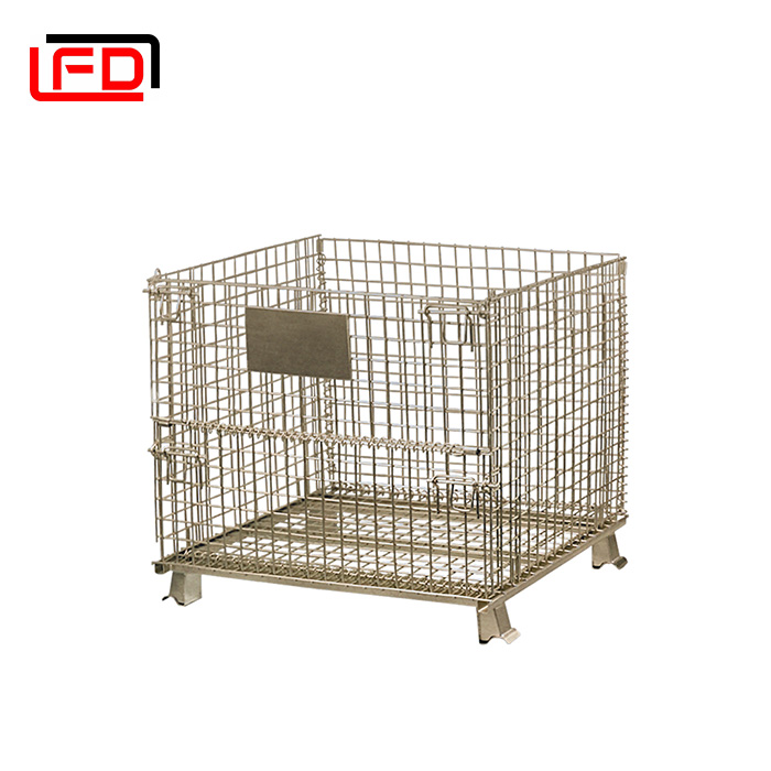 Galvanized Wire Mesh Container Metal Storage Wire Mesh Container Stackable Mesh Box Wire Cage Metal Bin Storage Container