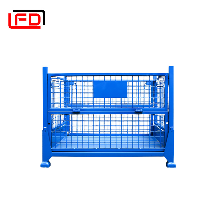 Factory Supplier Q235 Folding Wire Mesh Container Box Metal Turnover Box Storage Cage Storage Box Cage Can Be Folded And Stacked