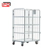 Supermarket Roll Cage Trolley | 3-Sided Collapsible Roll Container with Rolling Wheels & Lockable Gates 