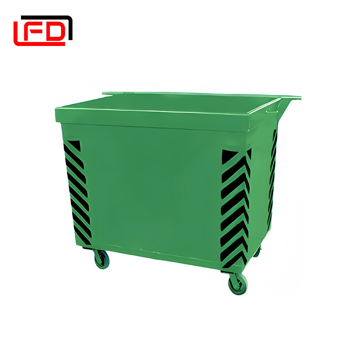 2 Cubic Yards Waste Container with Hand Handles and Wheels Metal Skip Bin