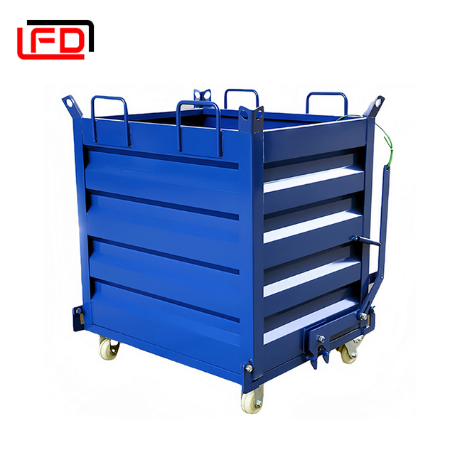 Forklift Hopper Easy Button Open Scrap Box With Wheels