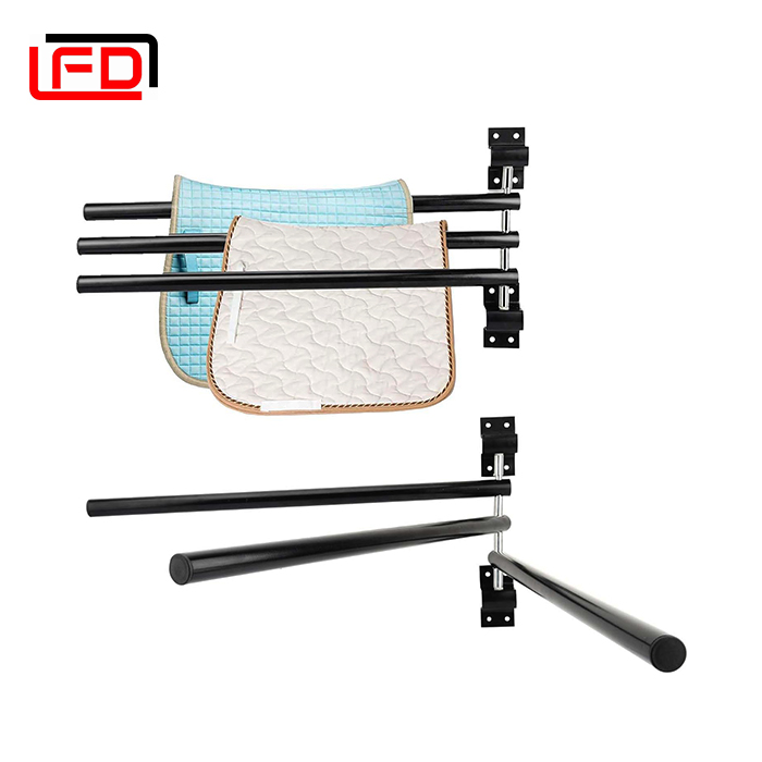 Wall Mounted Swinging Horse Blanket Rack Saddle Pad Rack with 3 Bar